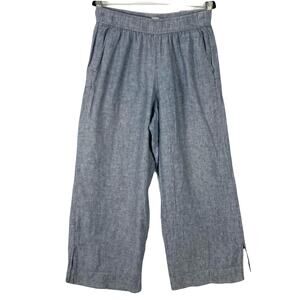 NWOT SIGRID OLSEN Pants L Linen Wide Leg Chambray Slit Sides Pull On 2 Pocket